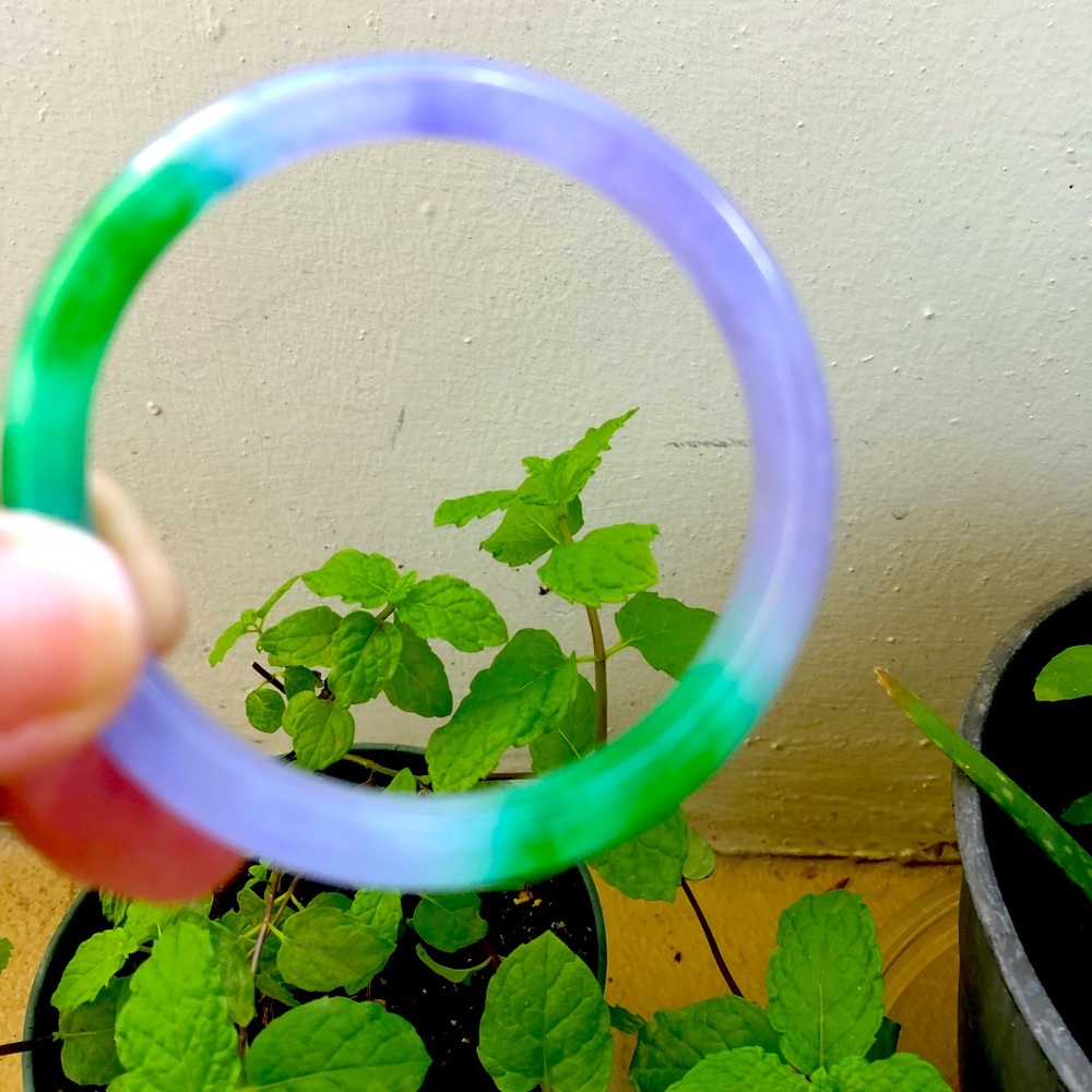 Jade Bangle Solid Two Tone Green & Lavender From … - image 4